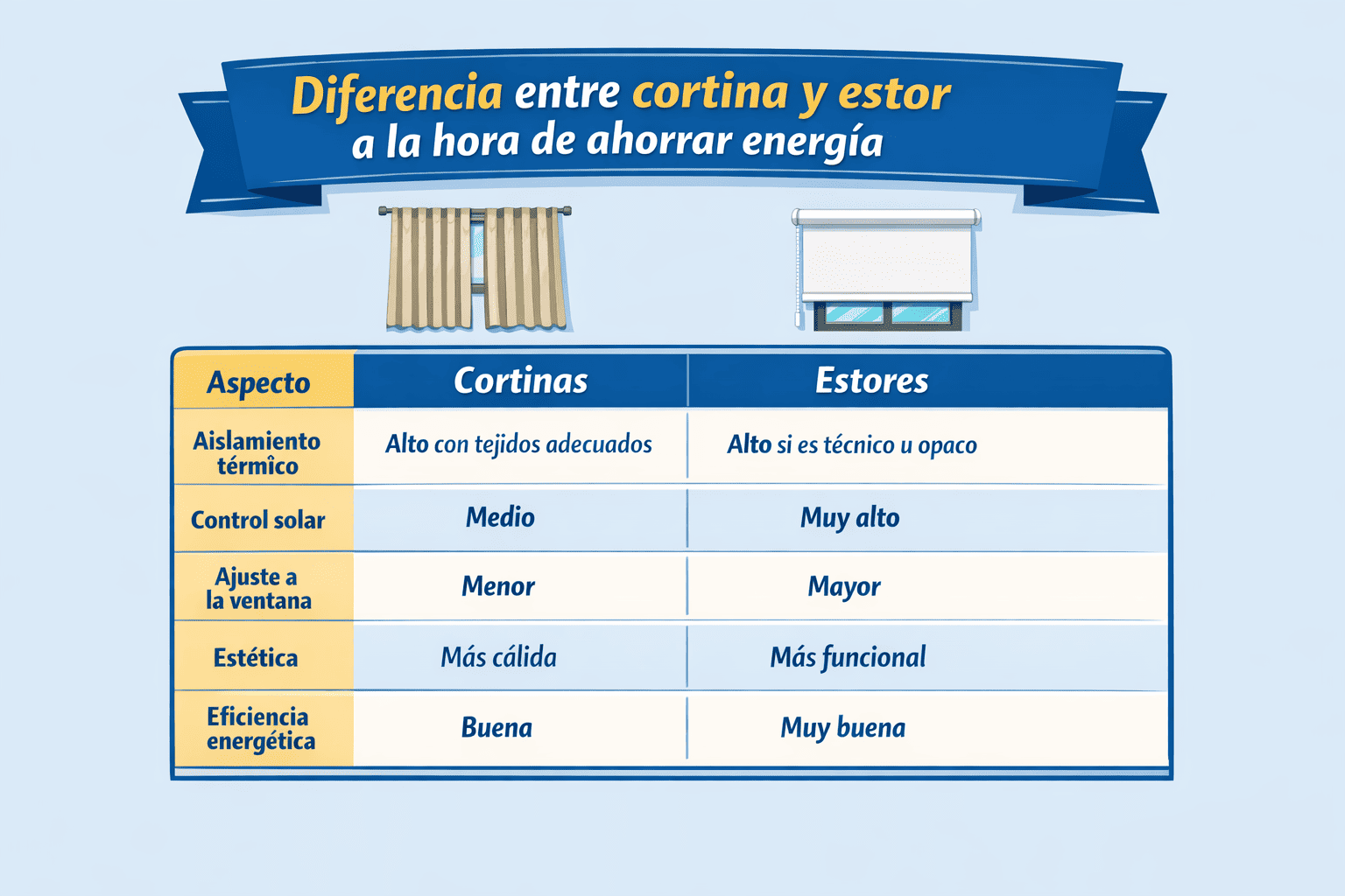 diferencia entre ahorro energético en cortinas y estores